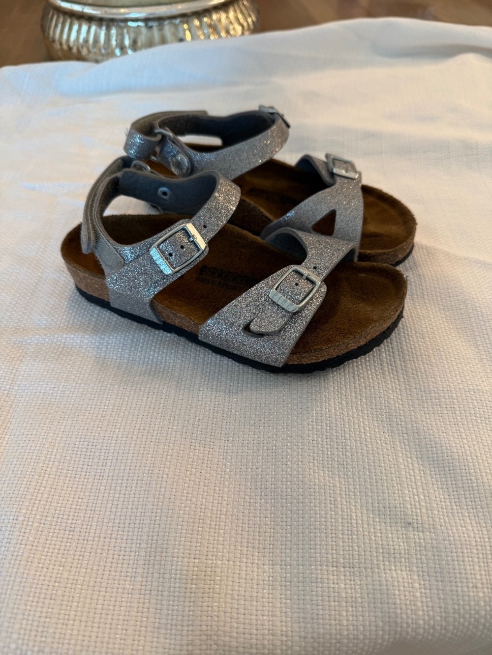 Birkenstock Kumba Kids Silver Glitter Sandals Size 29